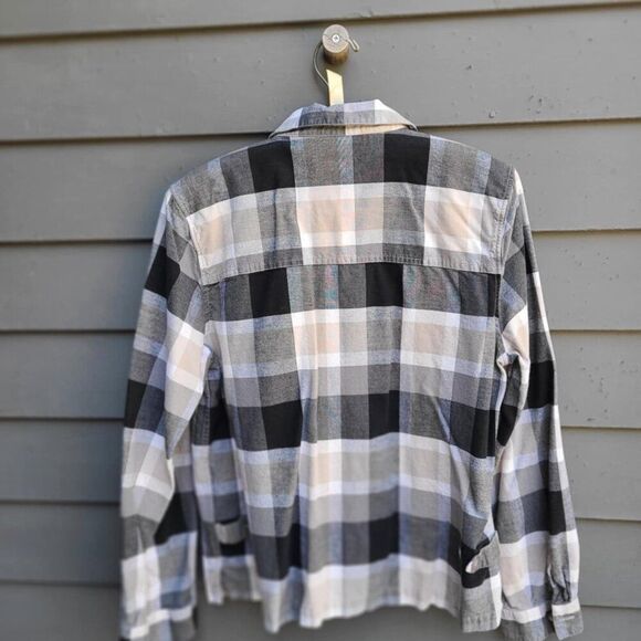 Christopher Banks Cotton Taupe Gray Black Plaid Button Down size Large - Picture 5 of 10